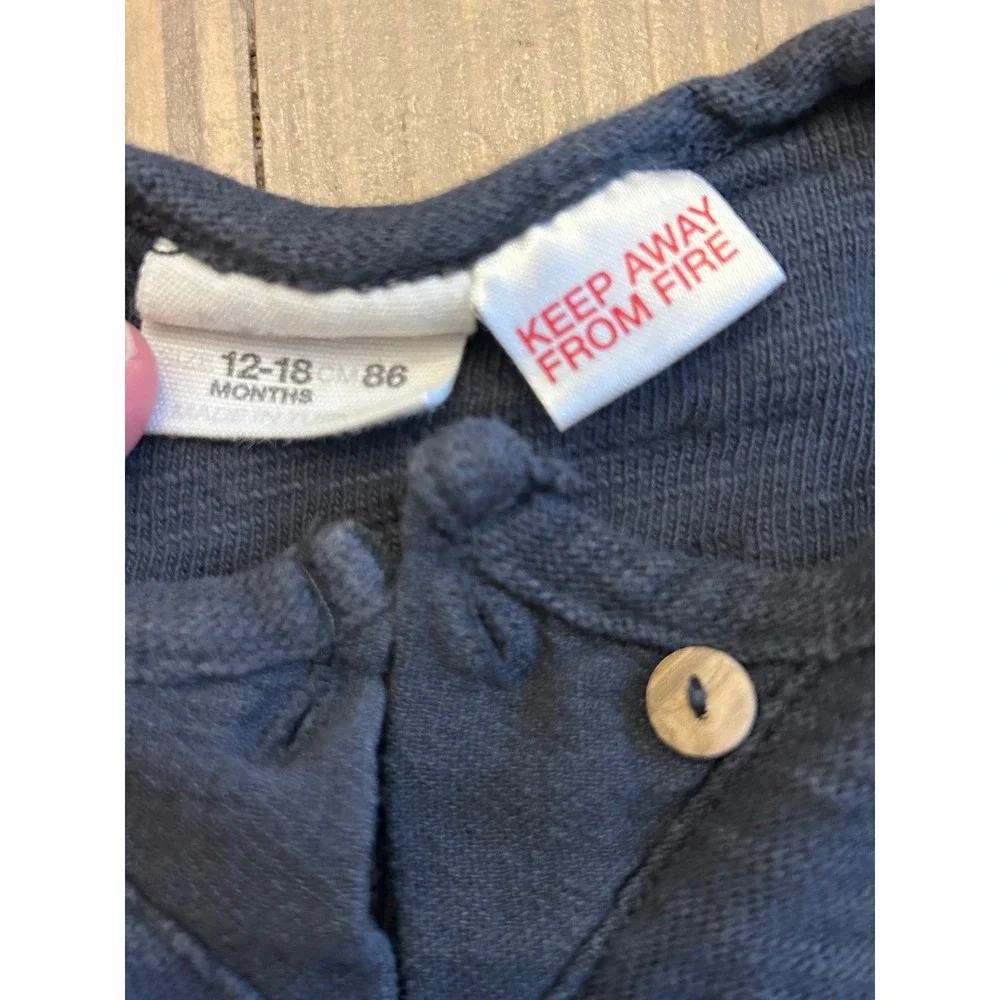 Kk7 Zara Baby Boy Bundle Mustard Tee Navy Blue Long Sleeve Henley12-18 18-24M